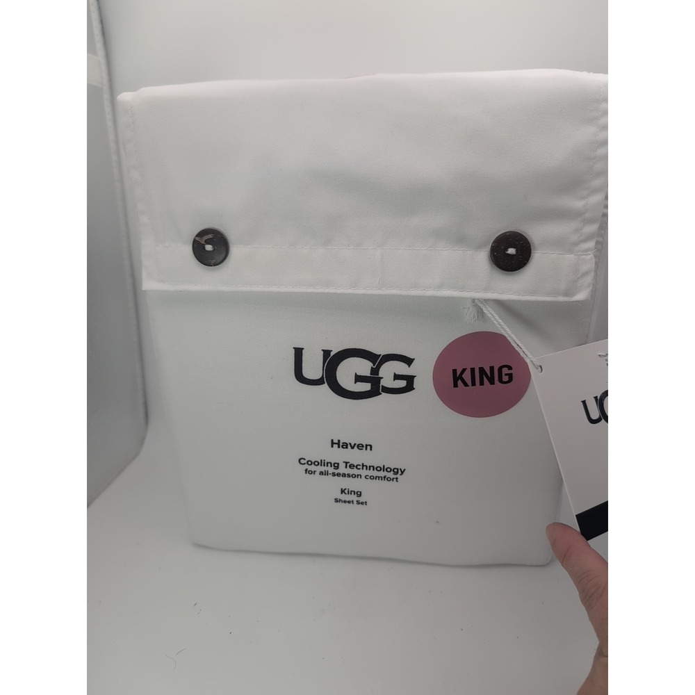 UGG 4PC King Haven Cooling Technology Season Comfort Sheet Set Snow Bright White